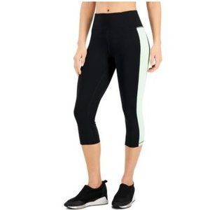 NWT ID Ideology Womens Cropped Colorblock Leggings Black Size M $50 B338